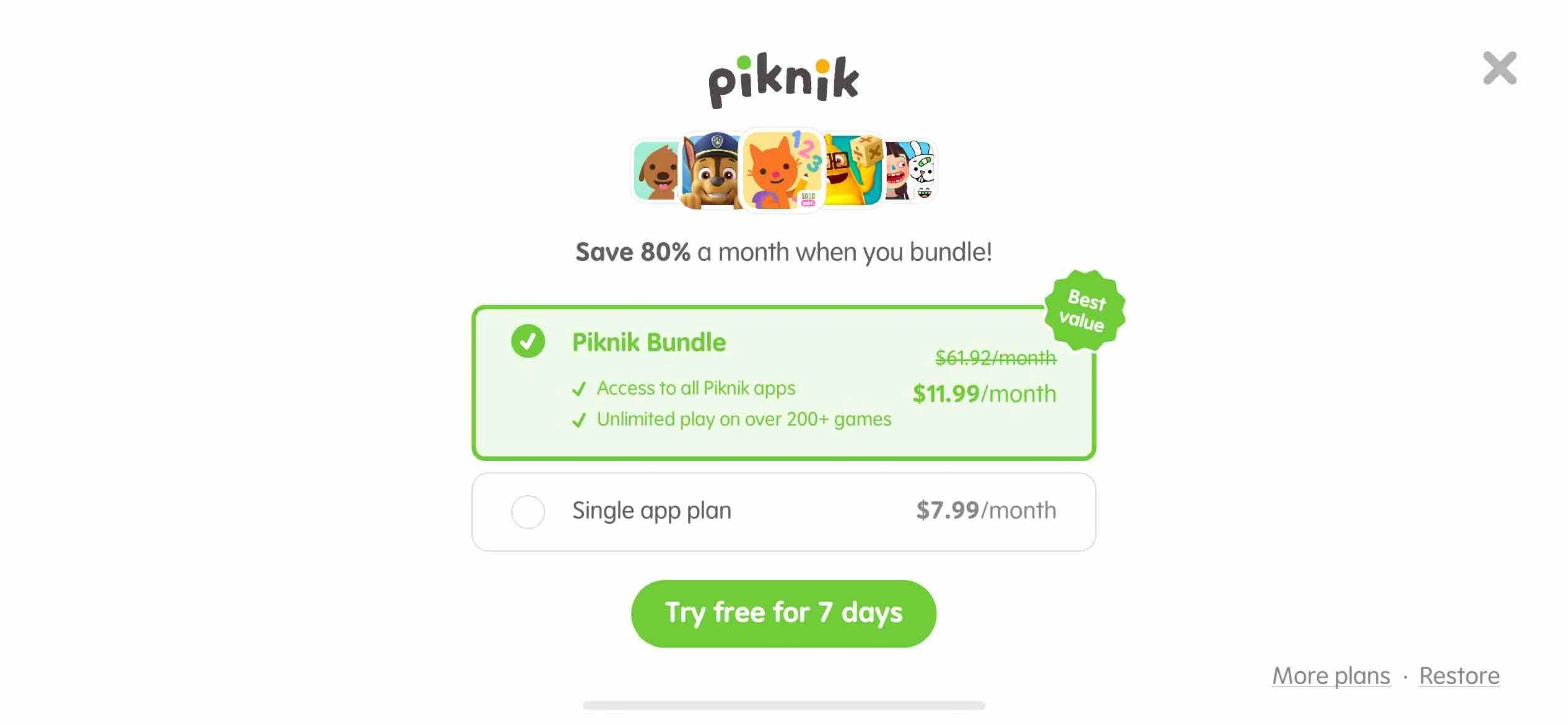 Sago Mini School paywall screen