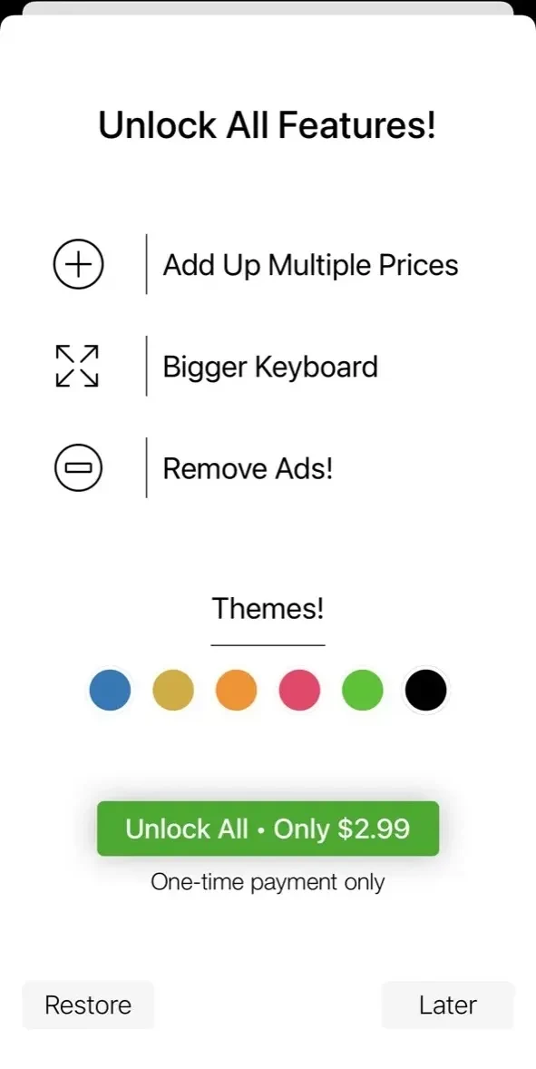 Sales Tax Discount Calculator paywall screen