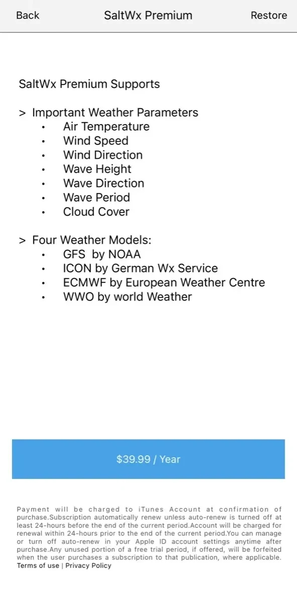 SaltWx paywall screen