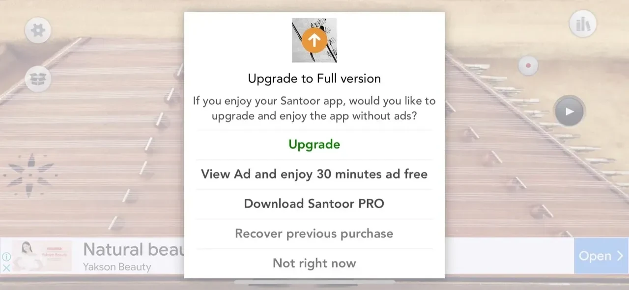Santoor paywall screen