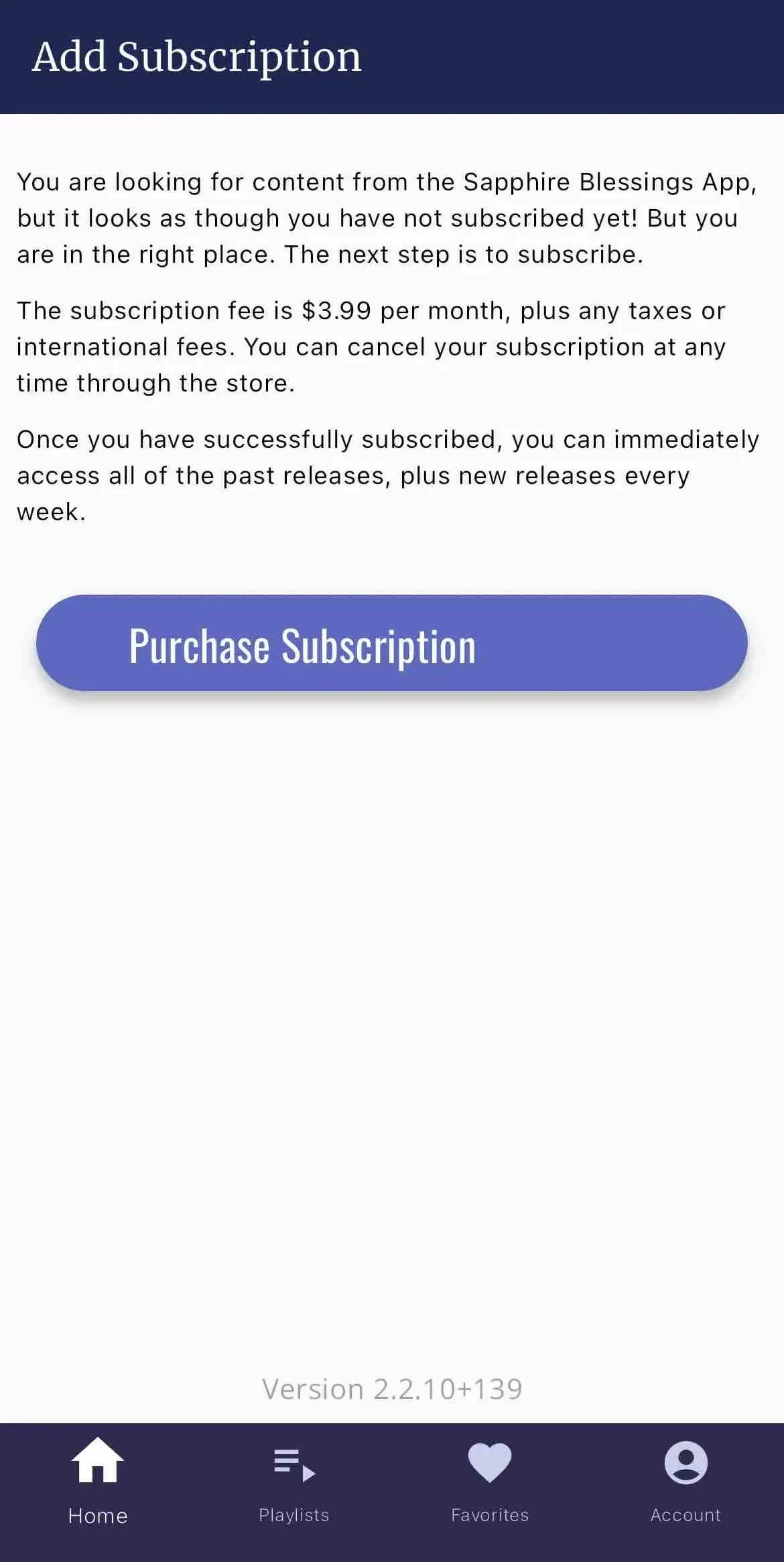 Sapphire Blessings paywall screen