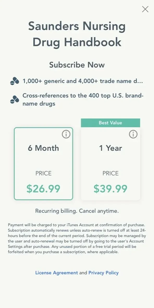 Saunders Nursing Drug Handbook paywall screen