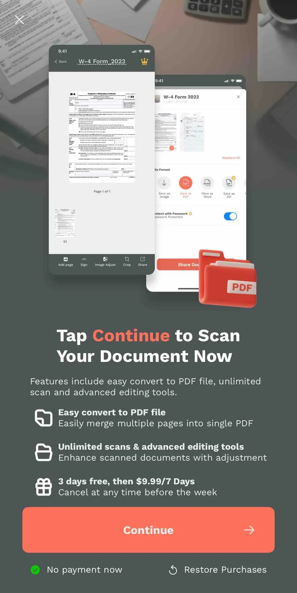 Scan Now paywall screen