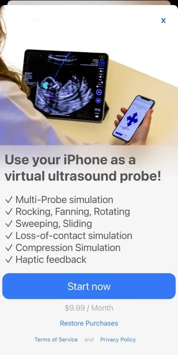 Scanbooster Control sonography paywall screen
