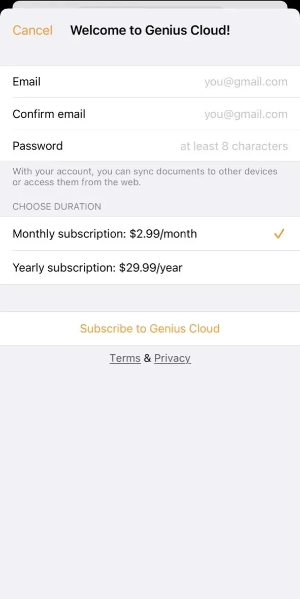 Scanner App paywall screen