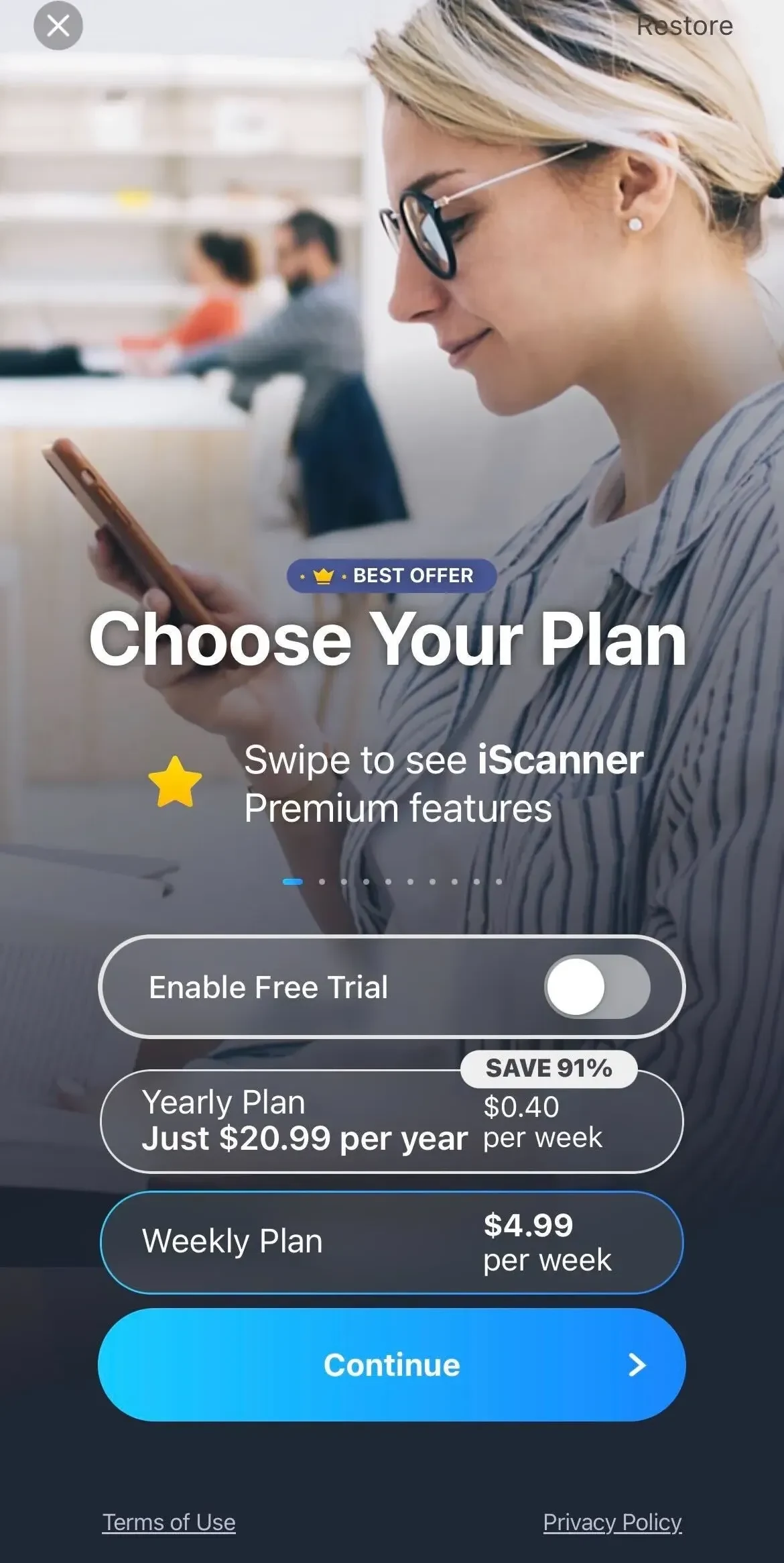 iScanner paywall screen