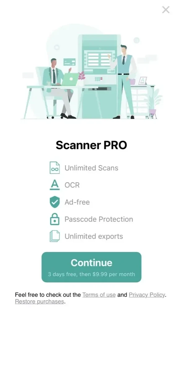 Scanner paywall screen