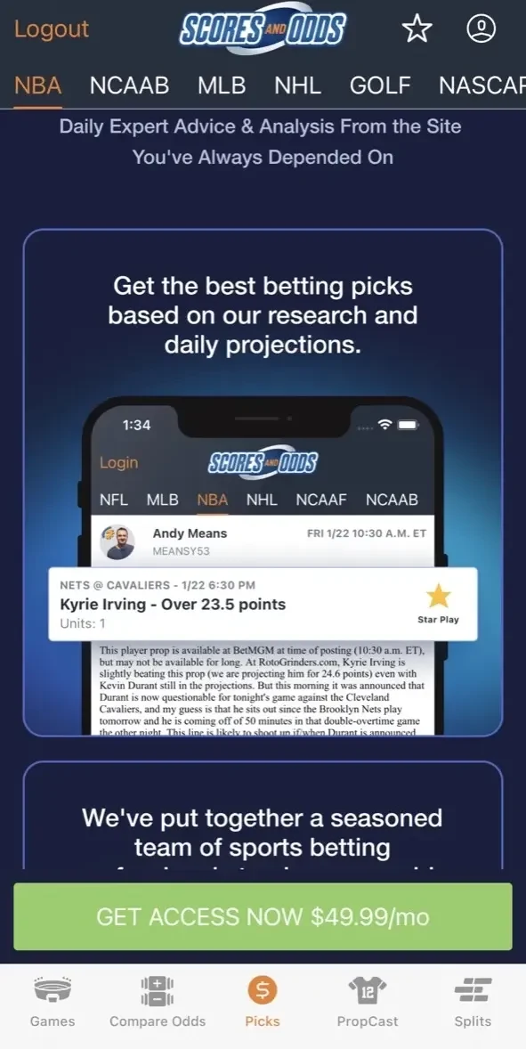 Scores paywall screen