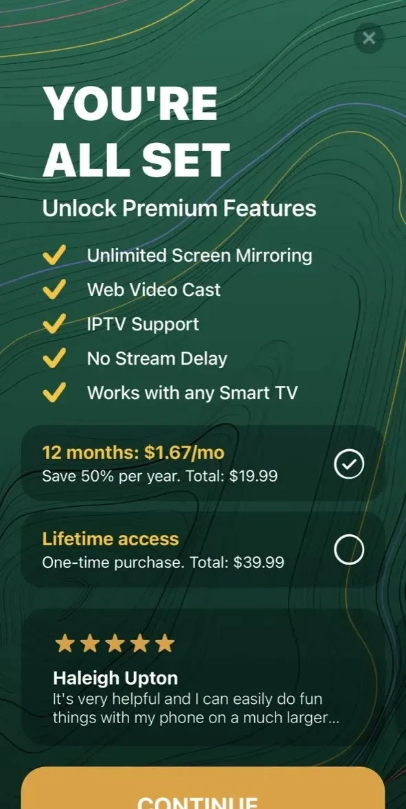 Screen Mirroring paywall screen