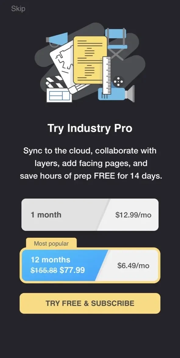 Scriptation paywall screen