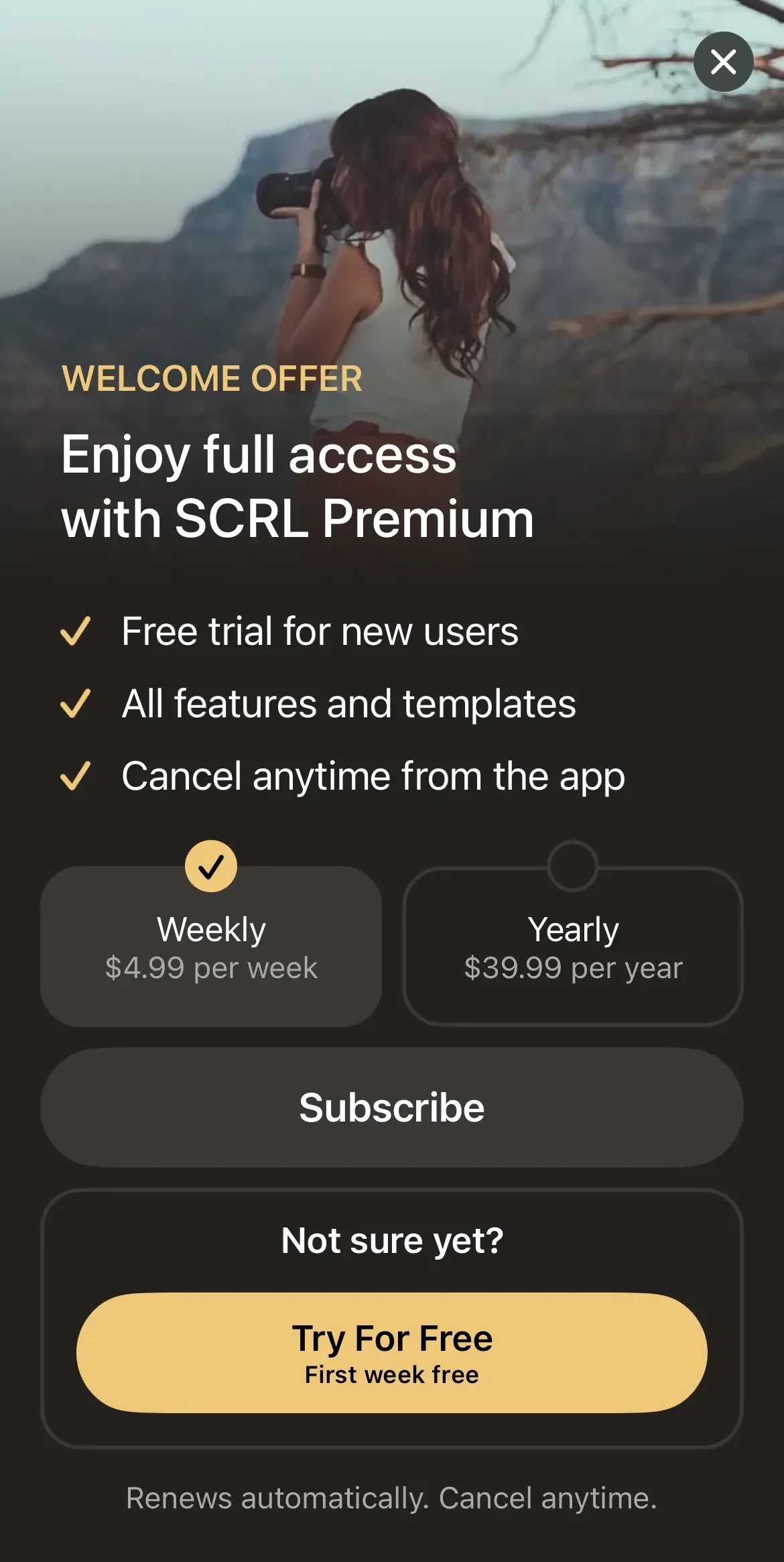 SCRL paywall screen