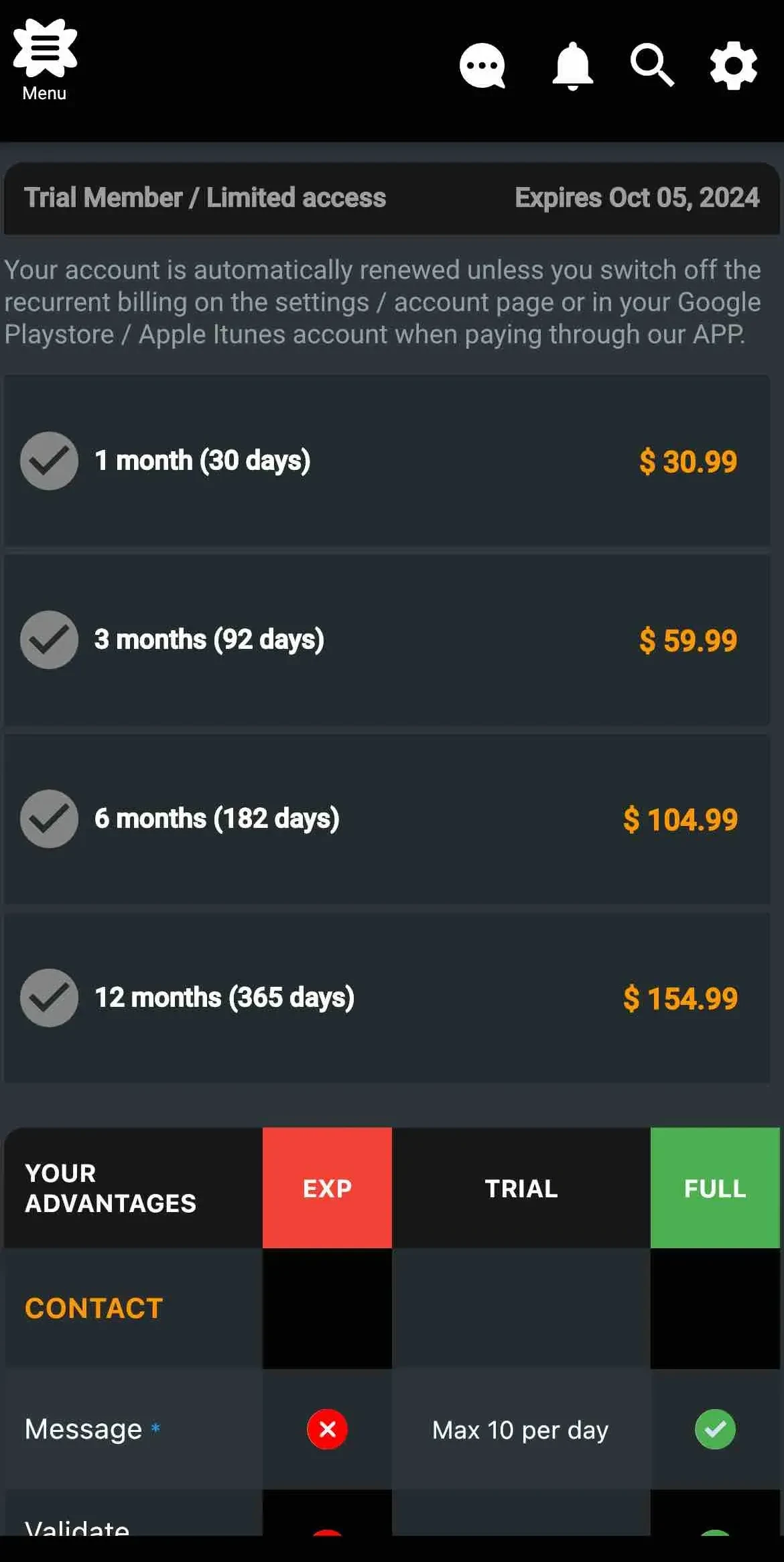 SDC Swingers Lifestyle Dating paywall screen