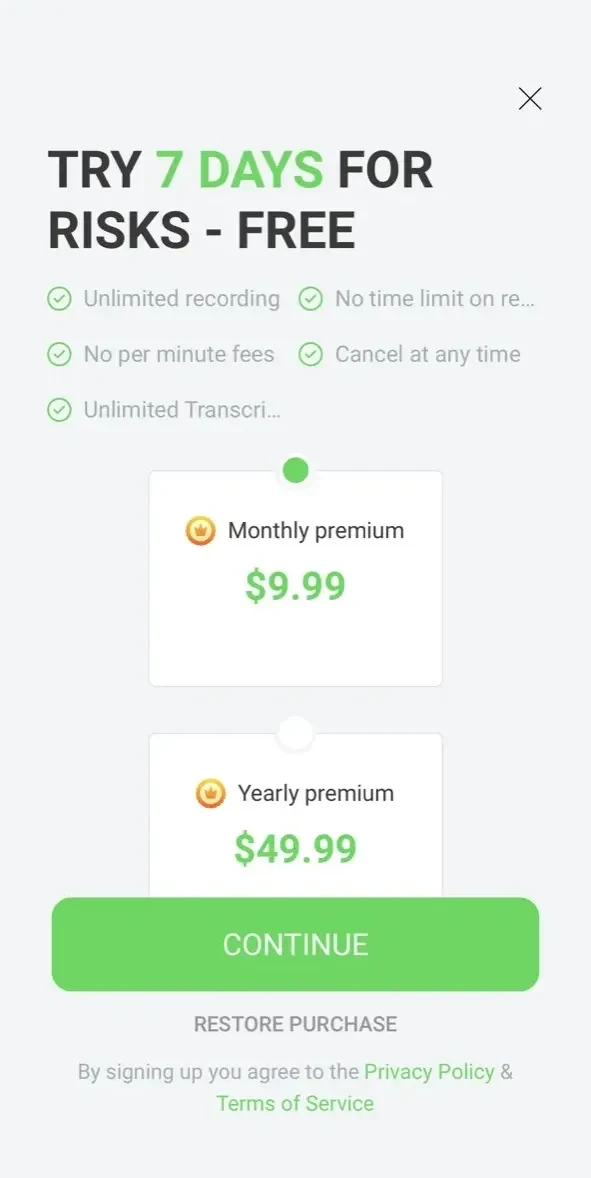 Second Phone Number paywall screen