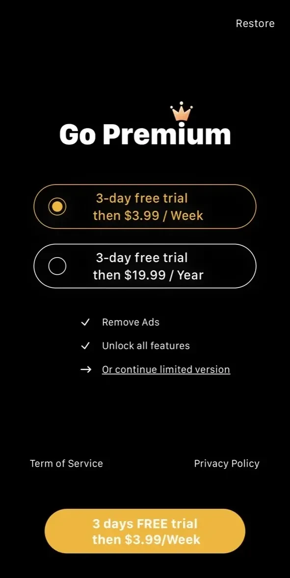 SPV paywall screen