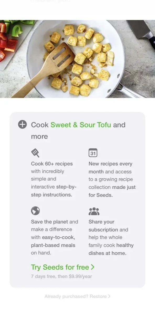 Seeds: Plant paywall screen