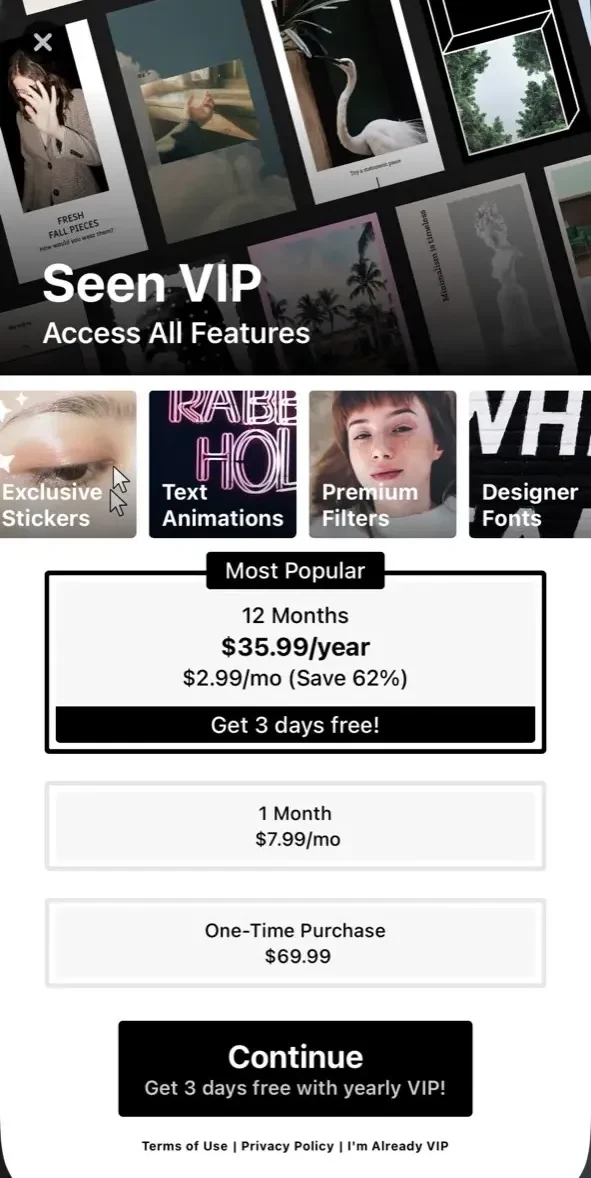 Seen paywall screen