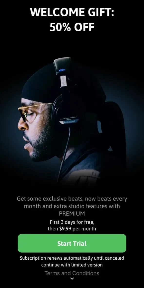 Self Rap paywall screen