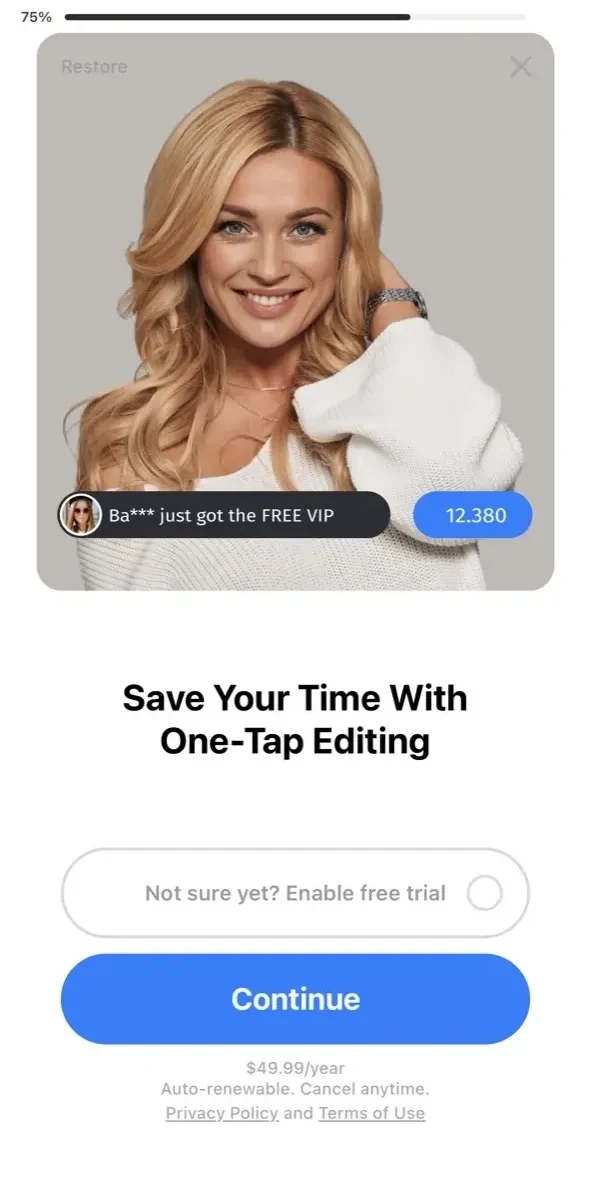 Selfie Beauty Camera paywall screen