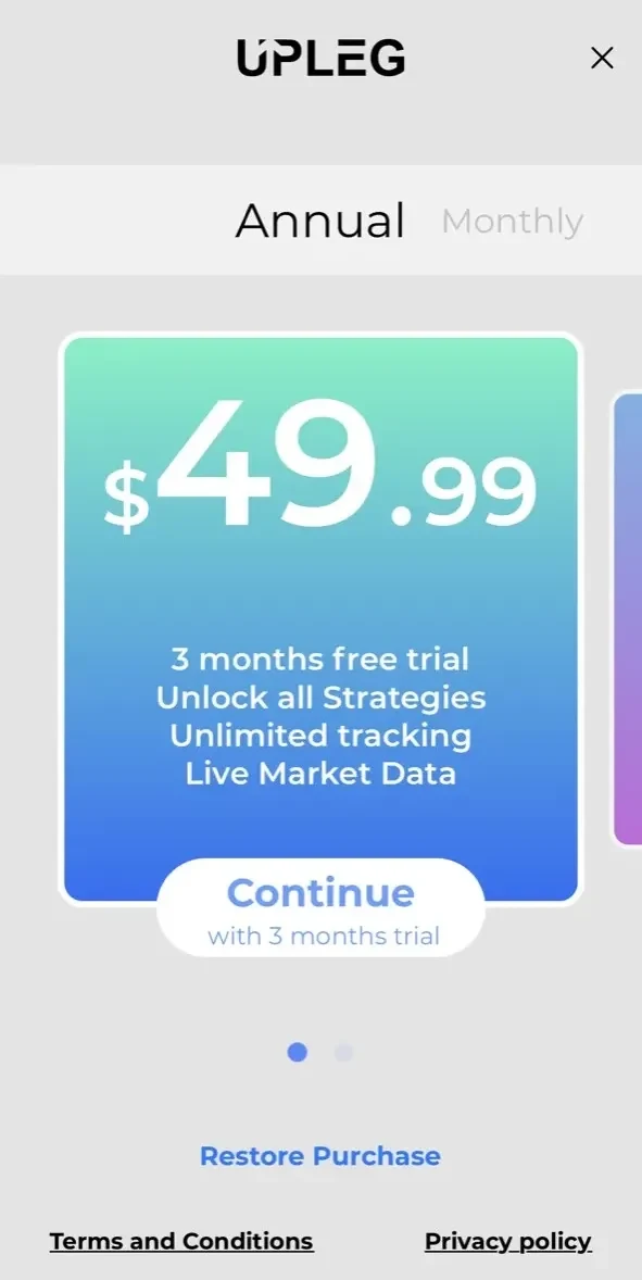 Sensa Market paywall screen