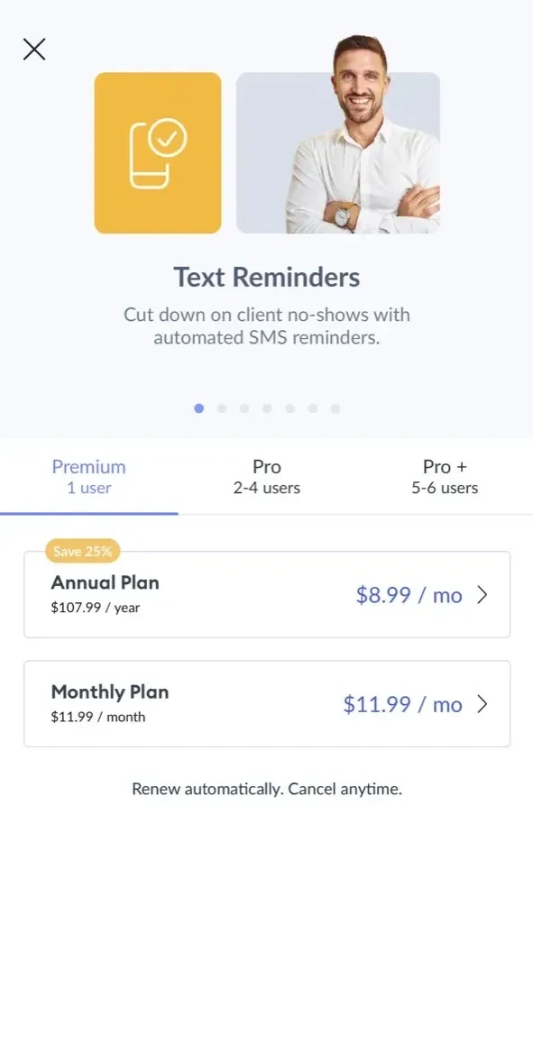 Setmore Appointment Scheduling paywall screen