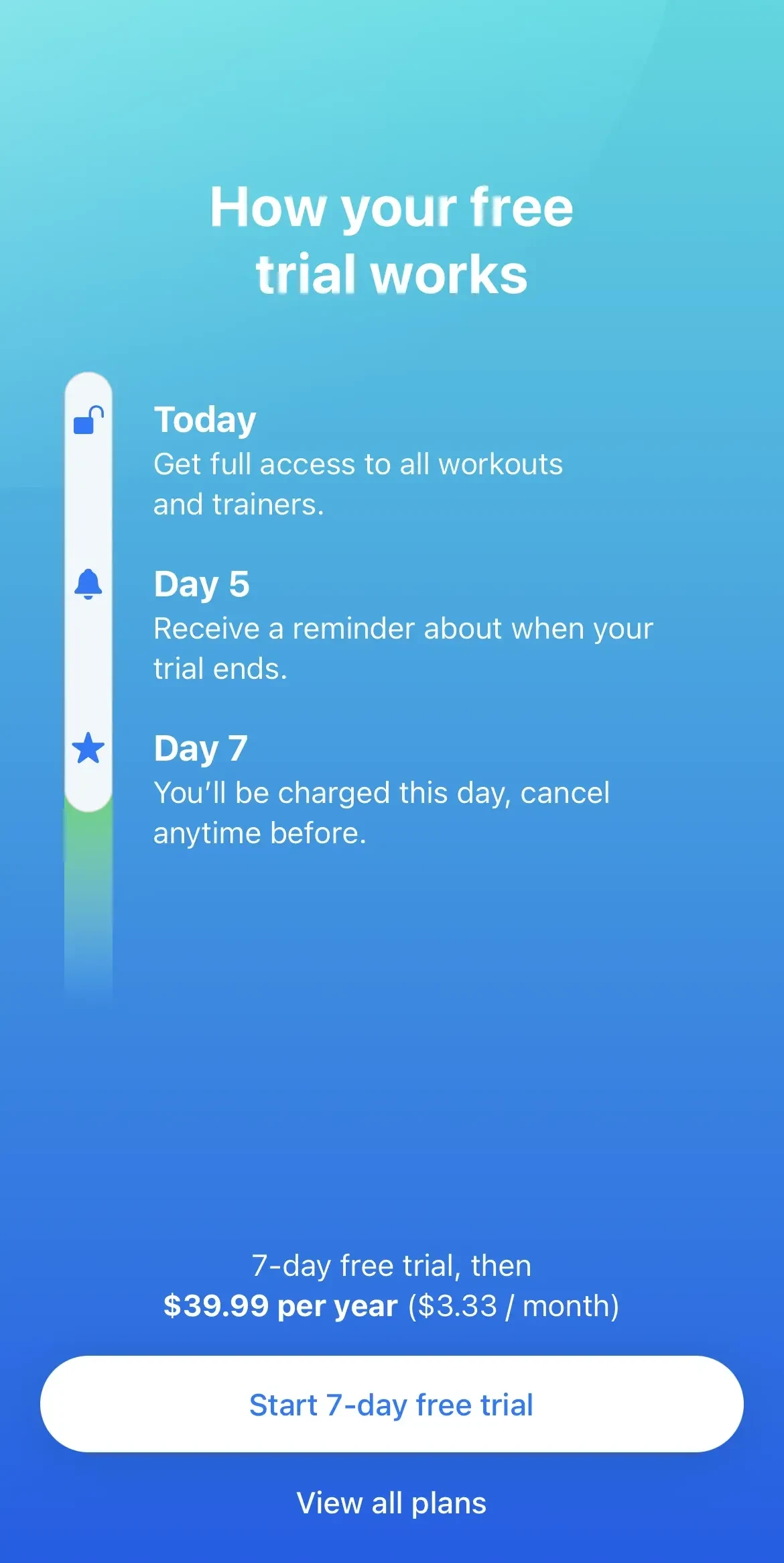 Seven paywall screen