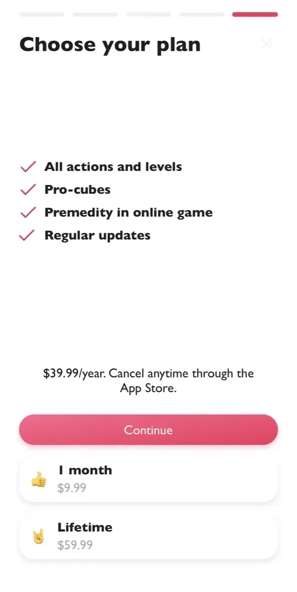 Sex Actions paywall screen