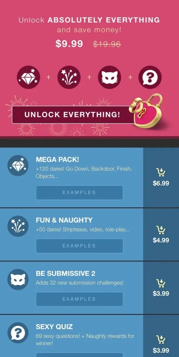 Sex Game for Couple paywall screen