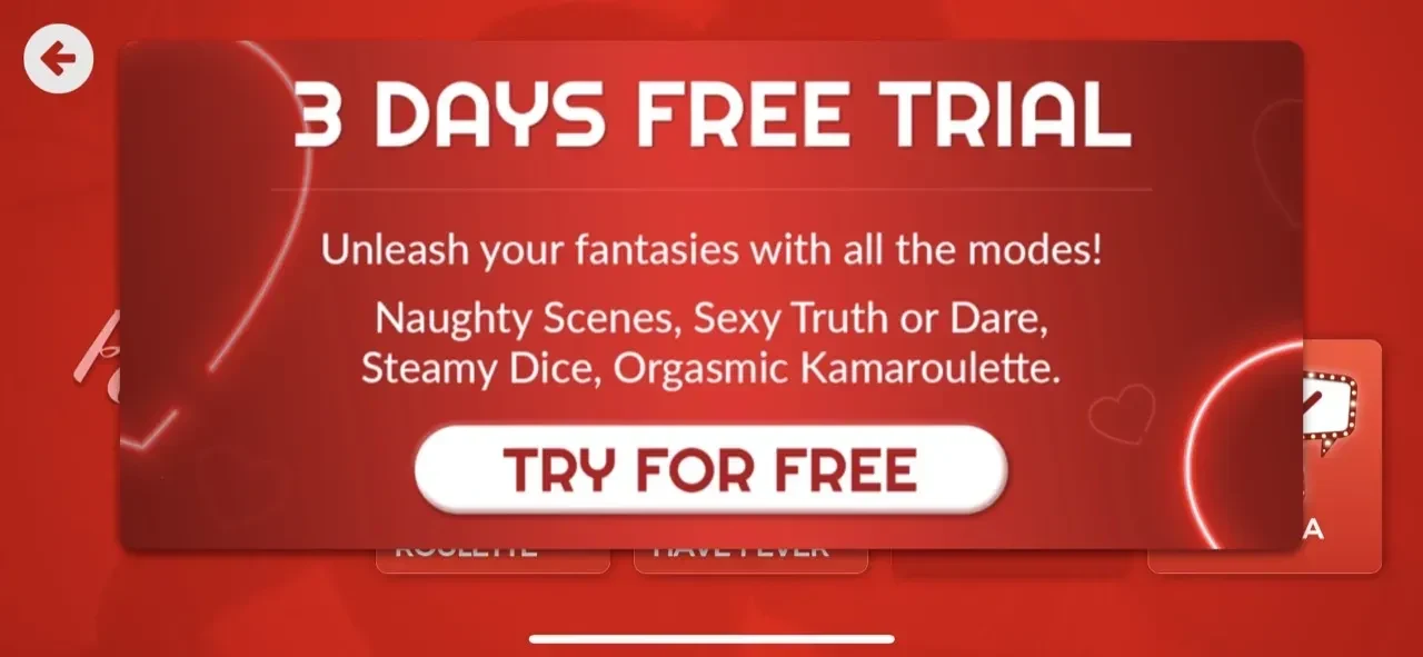 Sex Roulette paywall screen