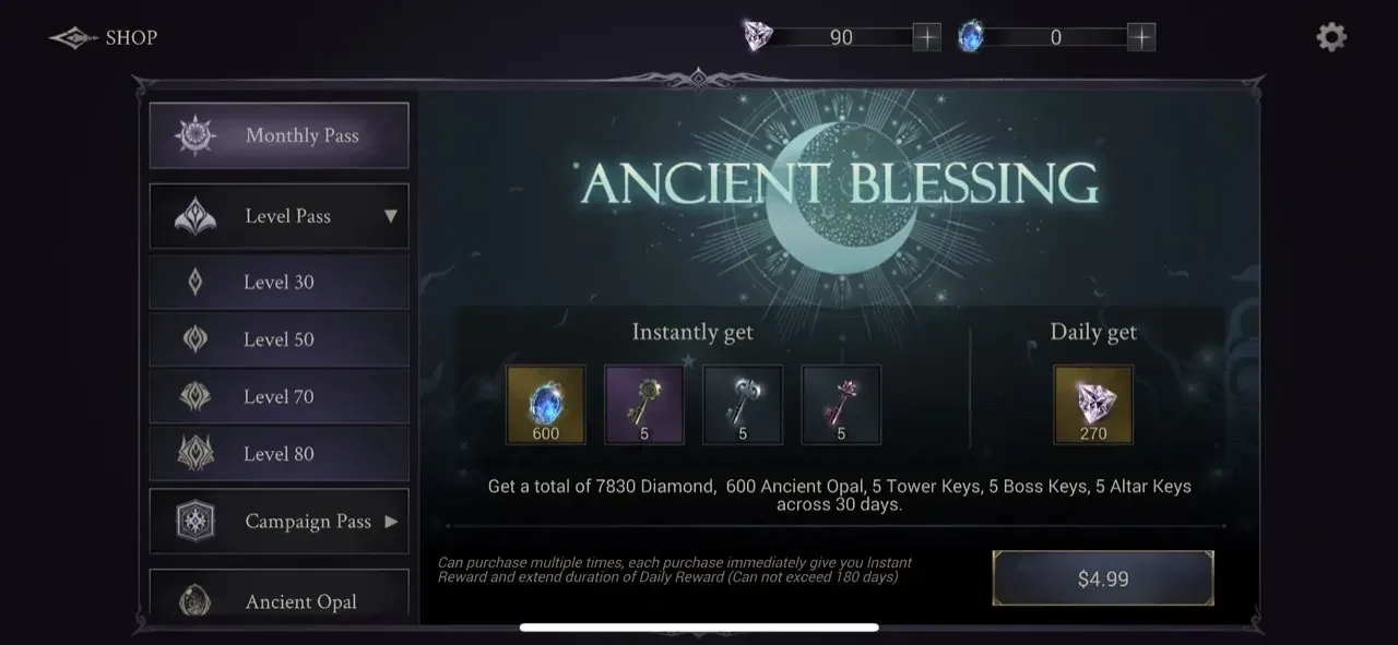 Shadow Hunter paywall screen