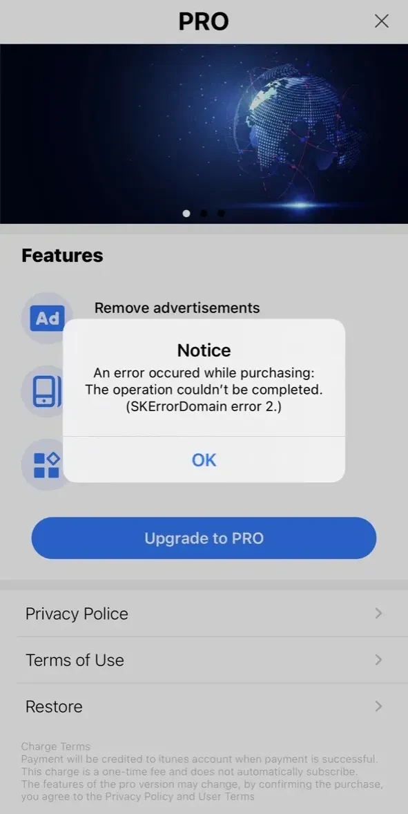 ShadowSSH paywall screen