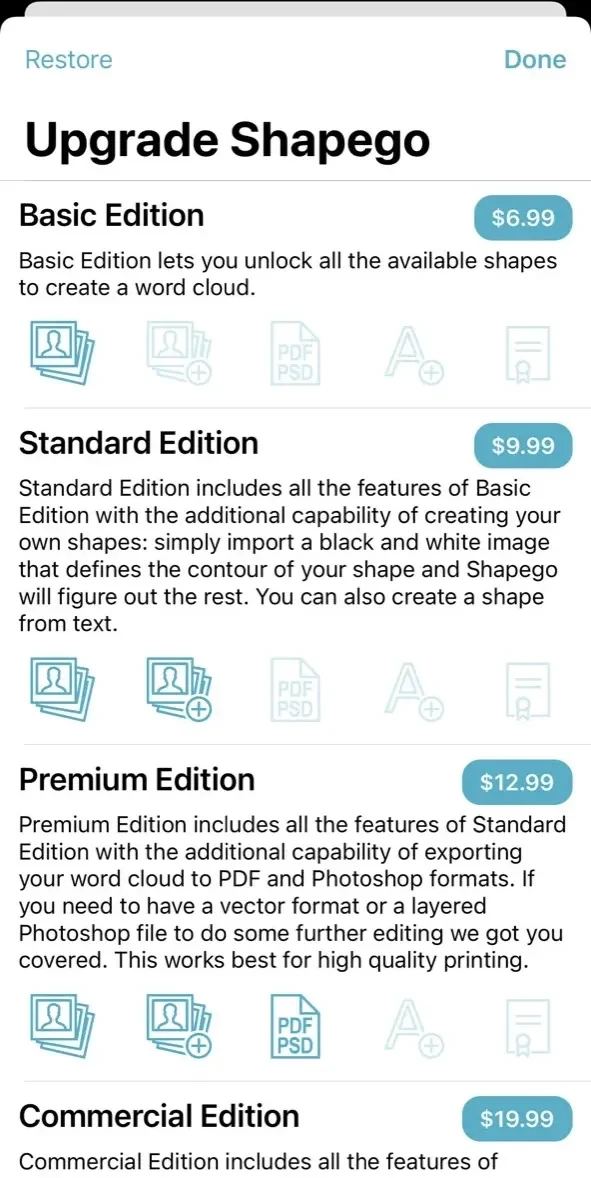 Shapego paywall screen