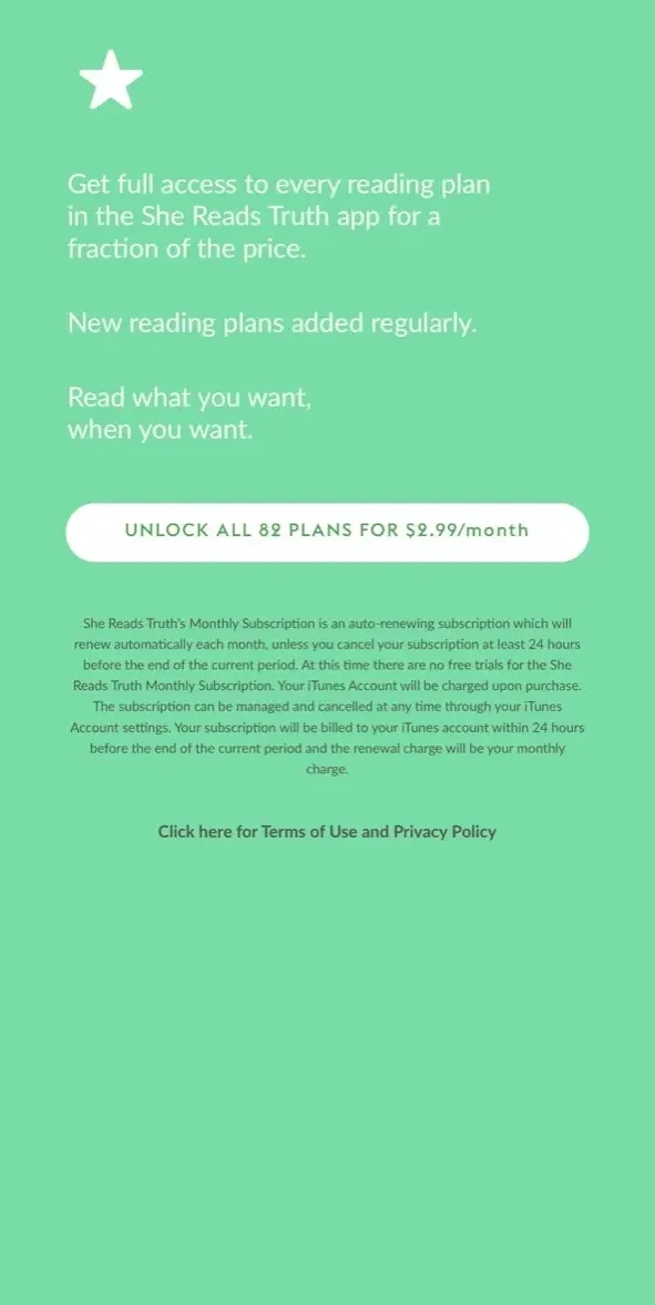 She Reads Truth paywall screen