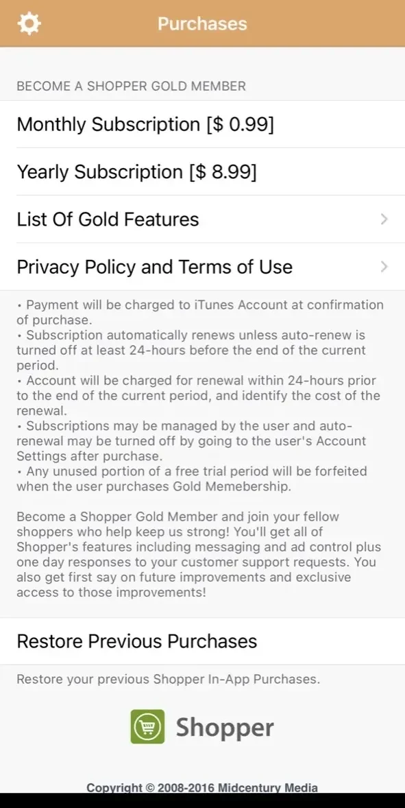 Shopper paywall screen