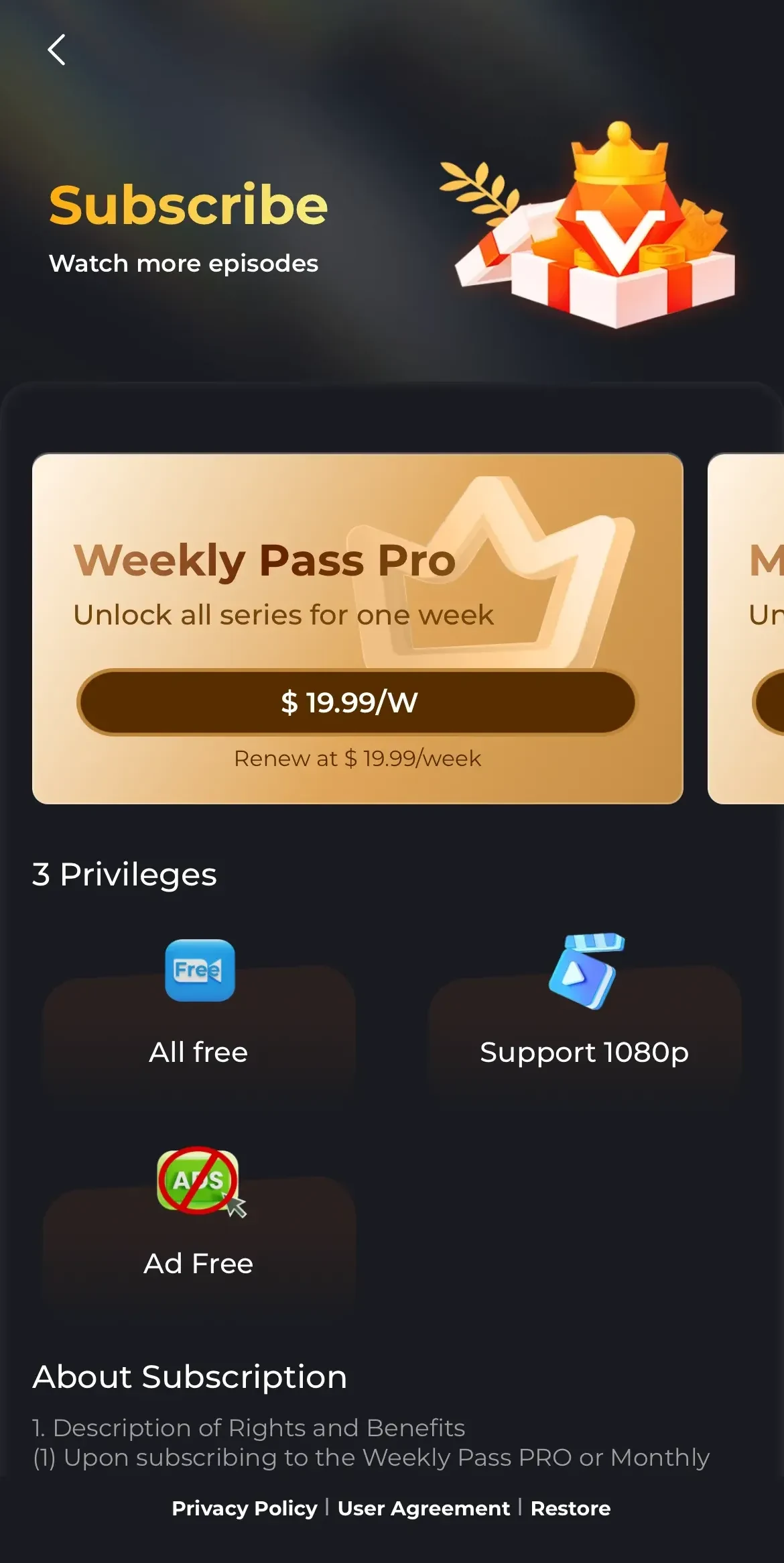 ShortMax paywall screen