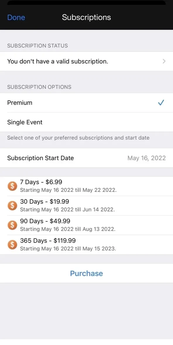 ShowGrounds paywall screen