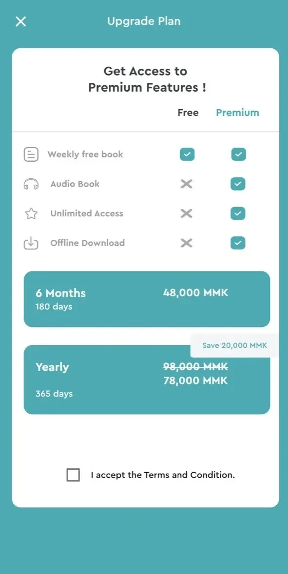 ShweNote paywall screen