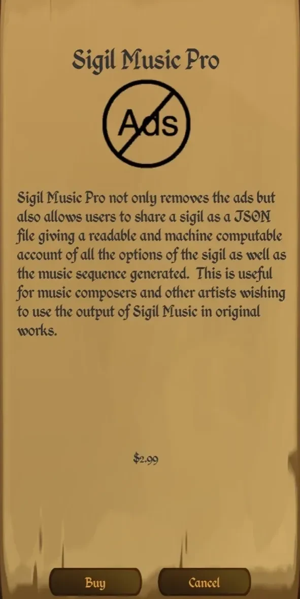 Sigil Music paywall screen