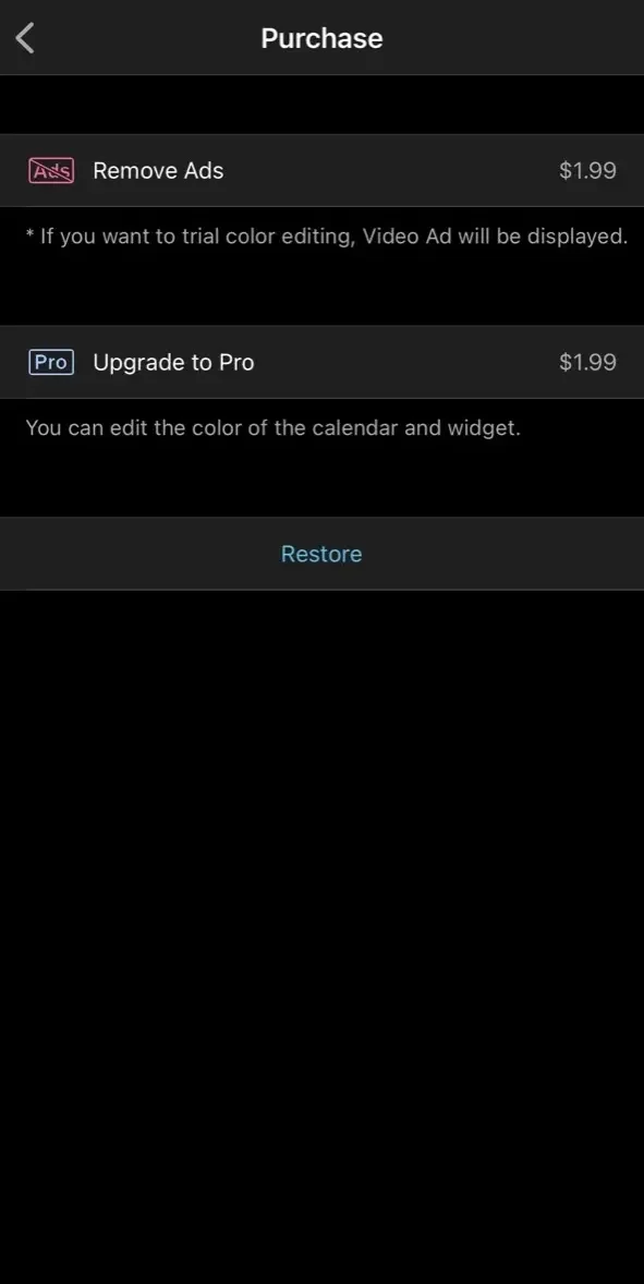 Simple Moon Phase Calendar paywall screen