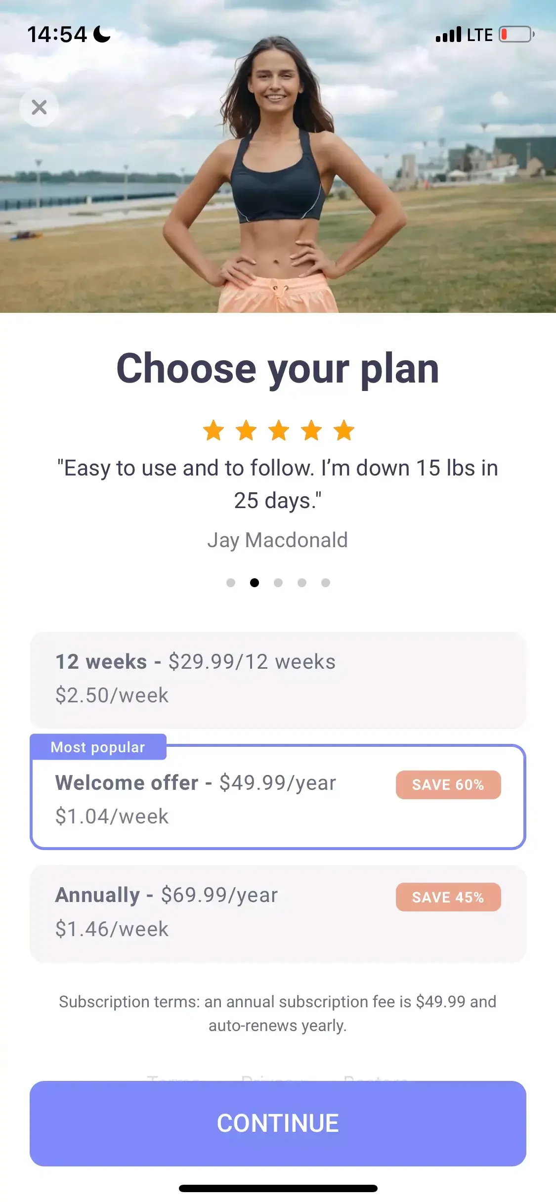 Simple paywall screen