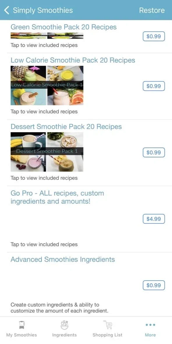 Simply Smoothies paywall screen