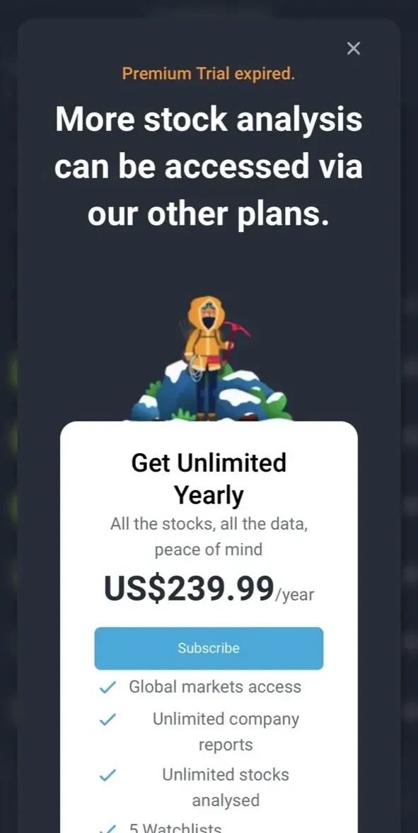 Simply Wall St paywall screen