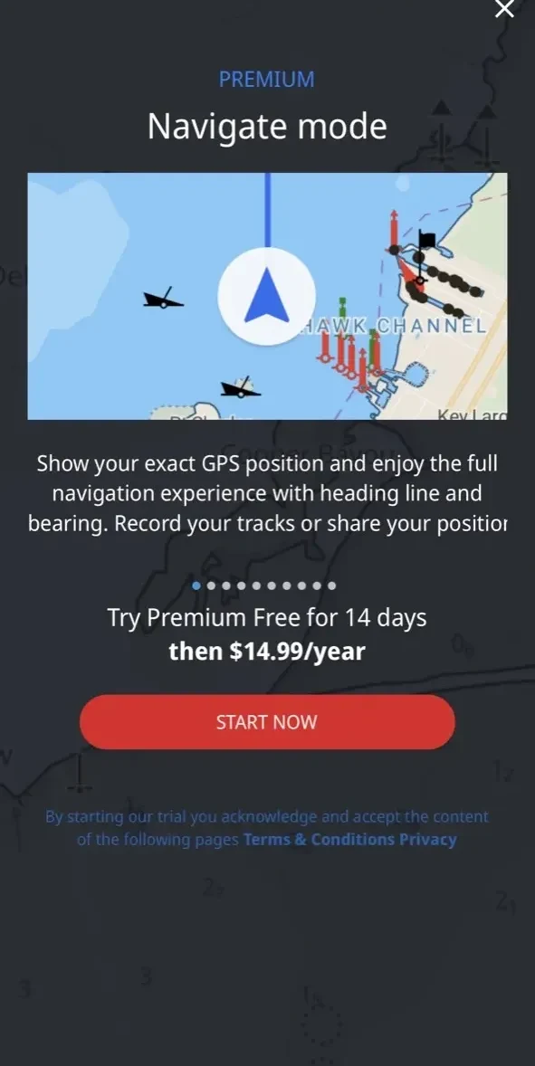Simrad paywall screen