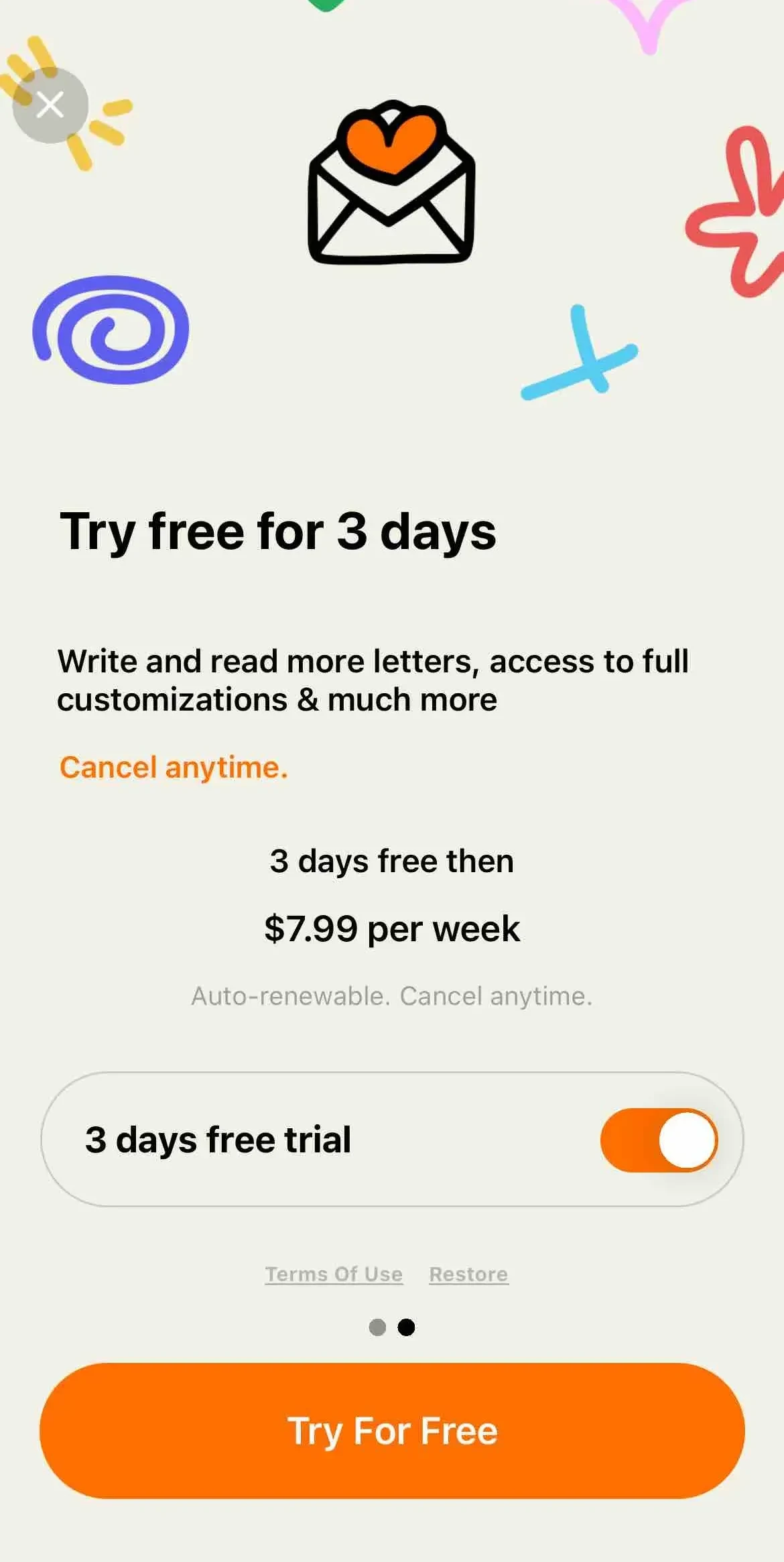 Sincerely paywall screen