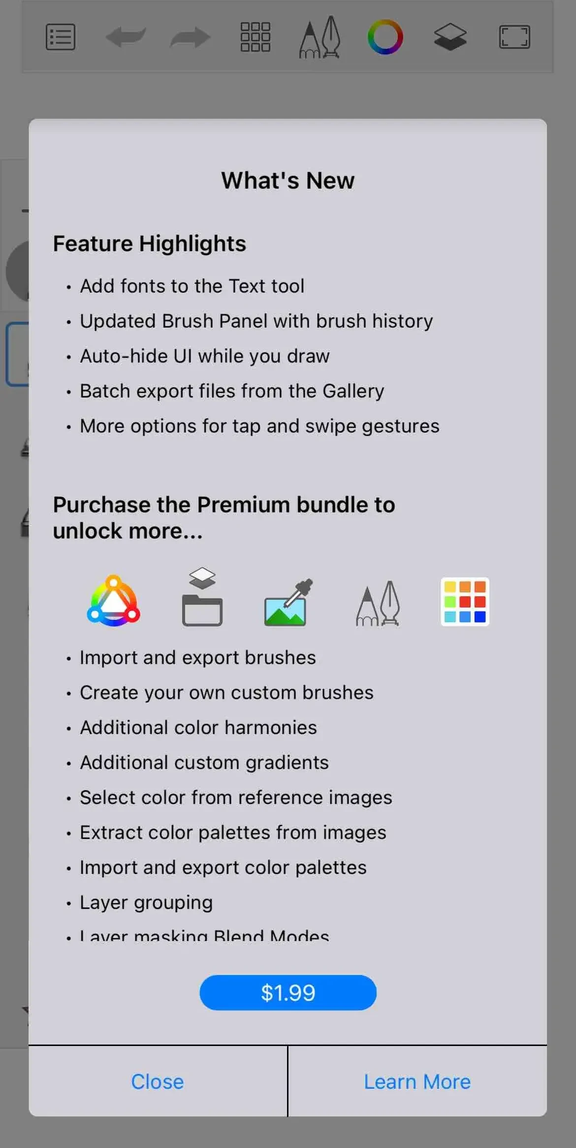 Sketchbook® paywall screen