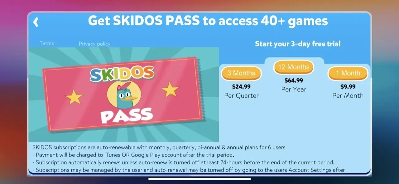 Elephant Games paywall screen