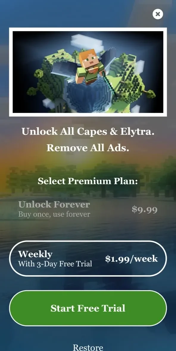 Skinseed + Skins paywall screen