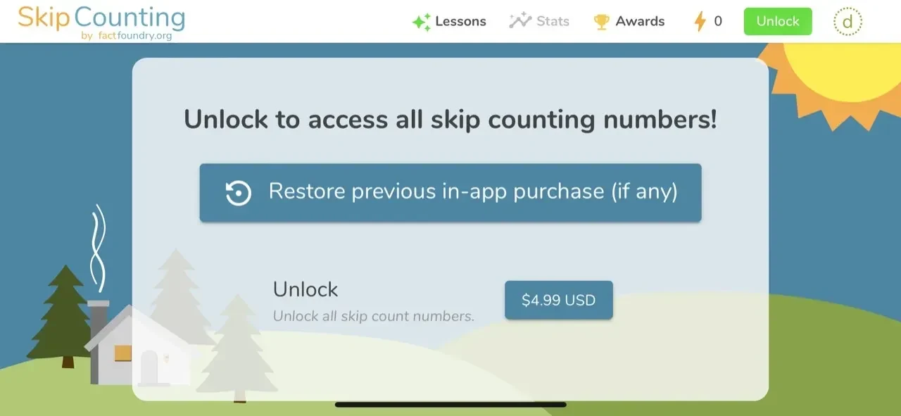 Skip Counting paywall screen