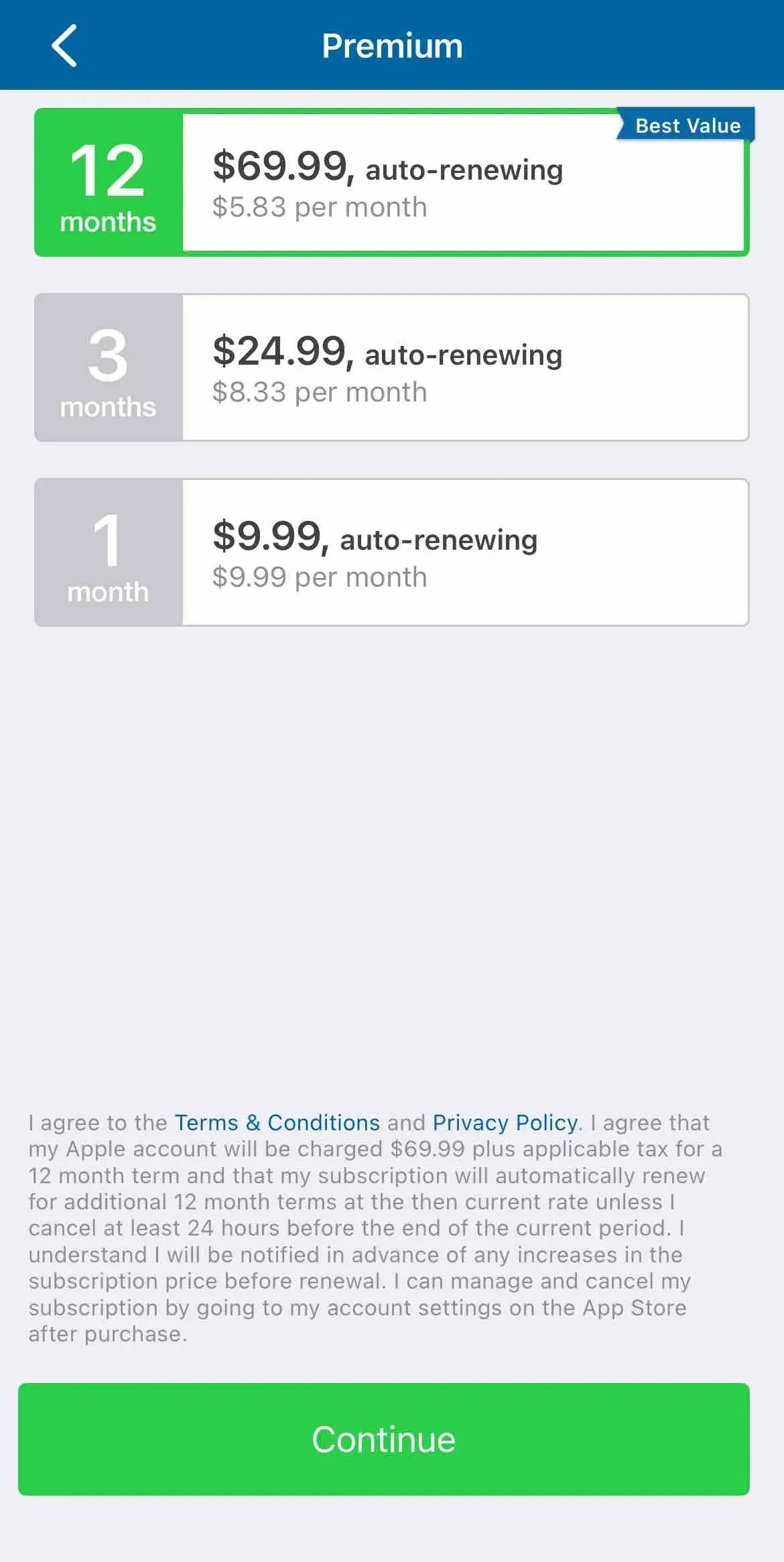 Skout paywall screen