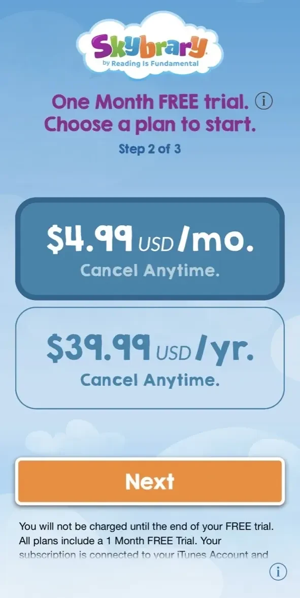 Skybrary paywall screen