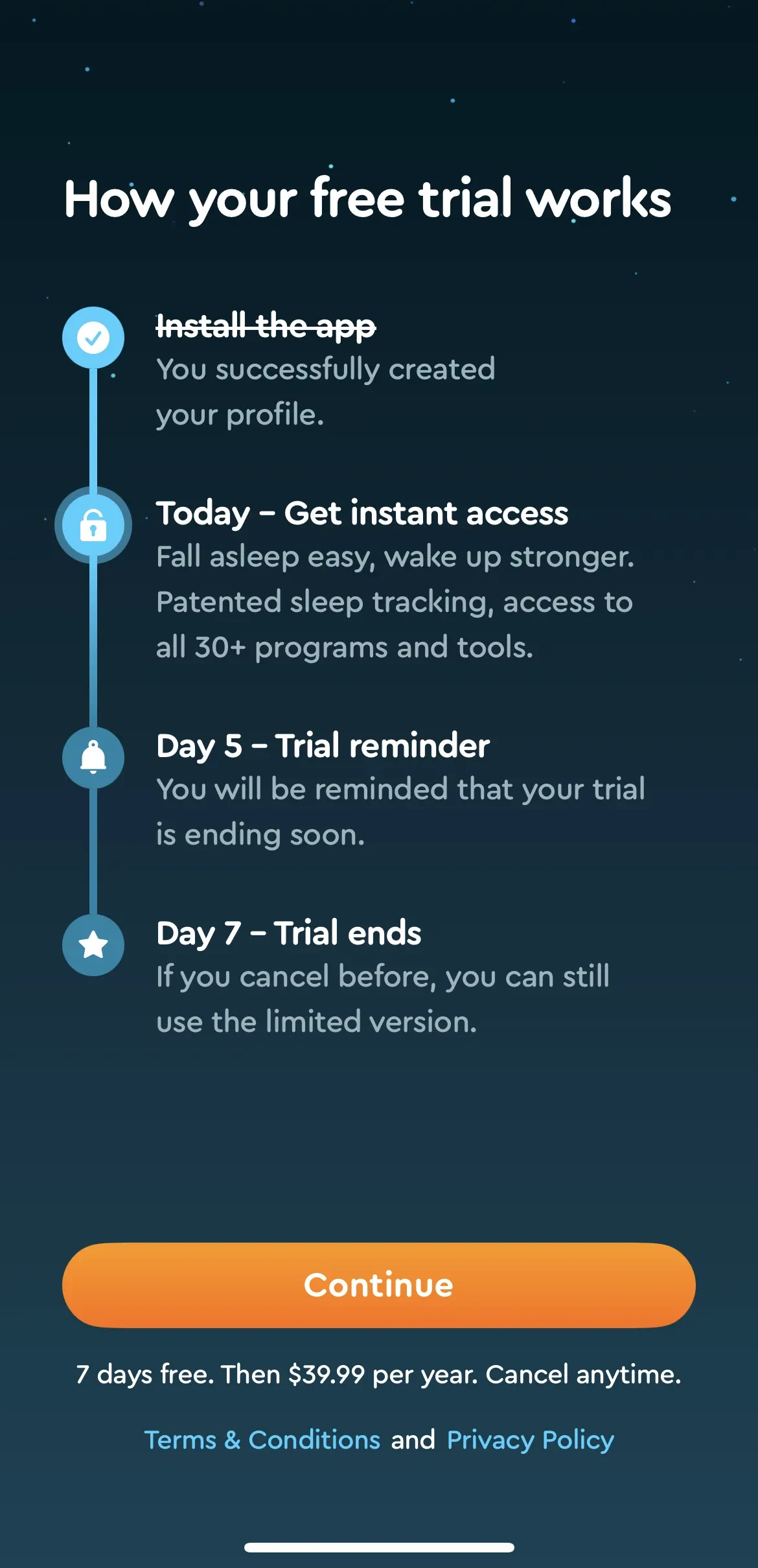 Sleep Cycle paywall screen